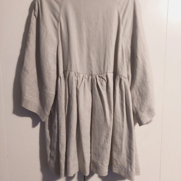 Linen Babydoll Blazer Jacket Lagenlook Beige 14 Minimalist Neutral Workwear - Picture 3 of 11